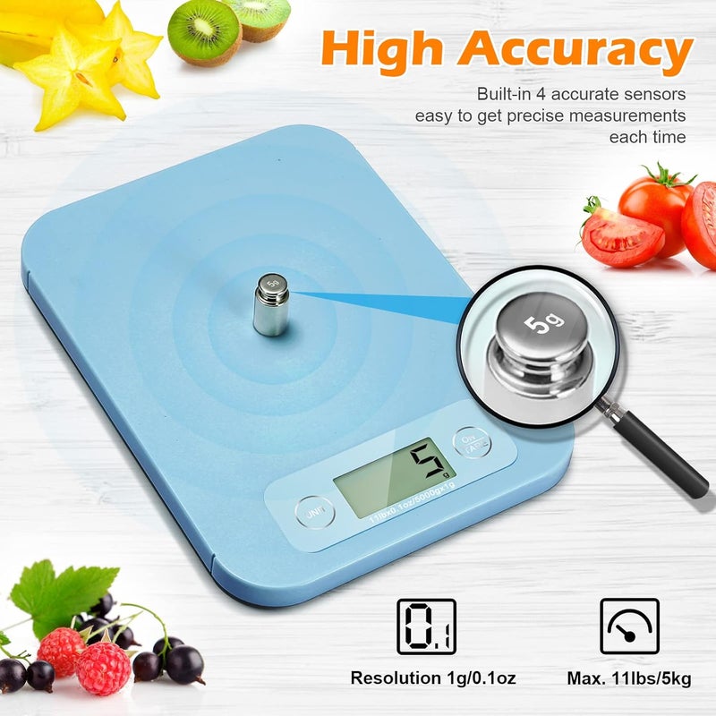 URAMAZ Digital Food Scale for Weight Loss - Smart Food Scale with Nutritional Calculator, Kitchen Scales for Food Grams and Ounces, Food Weight Scale for Baking, Diet, Diabetics, Calories 0.1oz/1g (3g-5kg) - Image 5